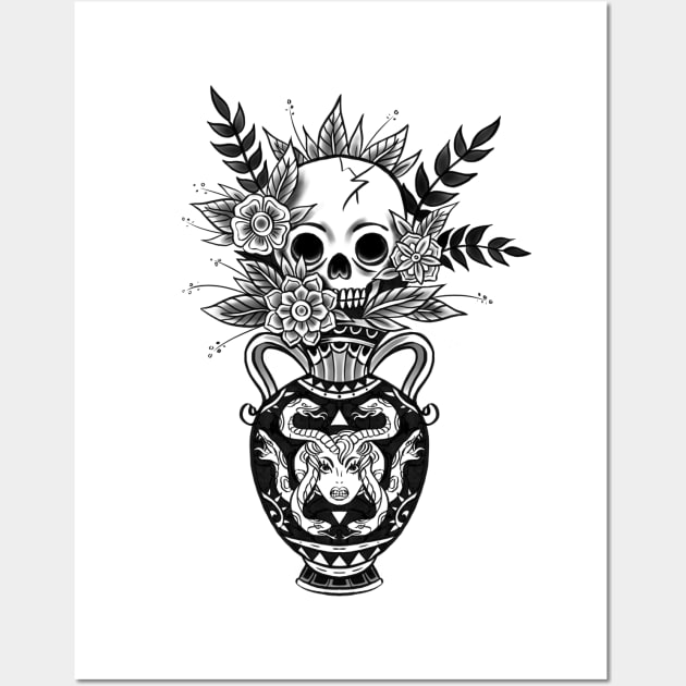 Mrs. Bouquet - traditional tattoo design - Black & Grey Wall Art by RudeOne